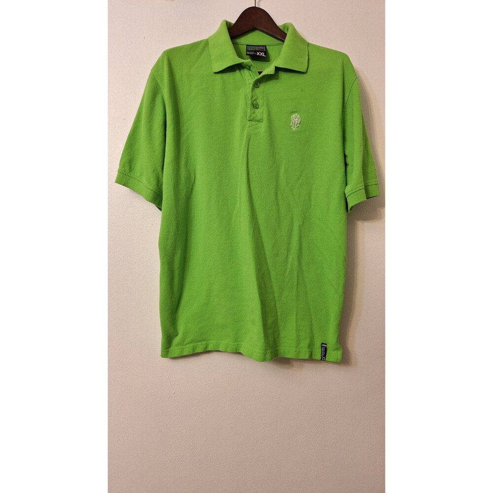 VINTAGE SOUTHPOLE 90'S Y2K HIP HOP MEN LIME GREEN COTTON POLO SHIRT‎ SIZE XXL